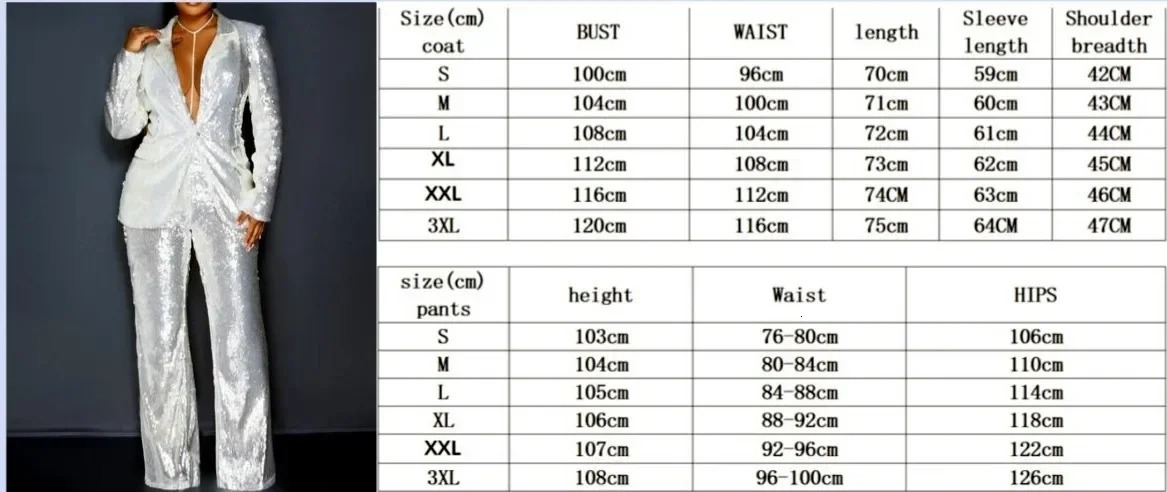 Women's Two Piece Pants European Style Slim Woman Pant Sets Sequined Bling 2 Suits Fashion Blazers and Trouser 231214