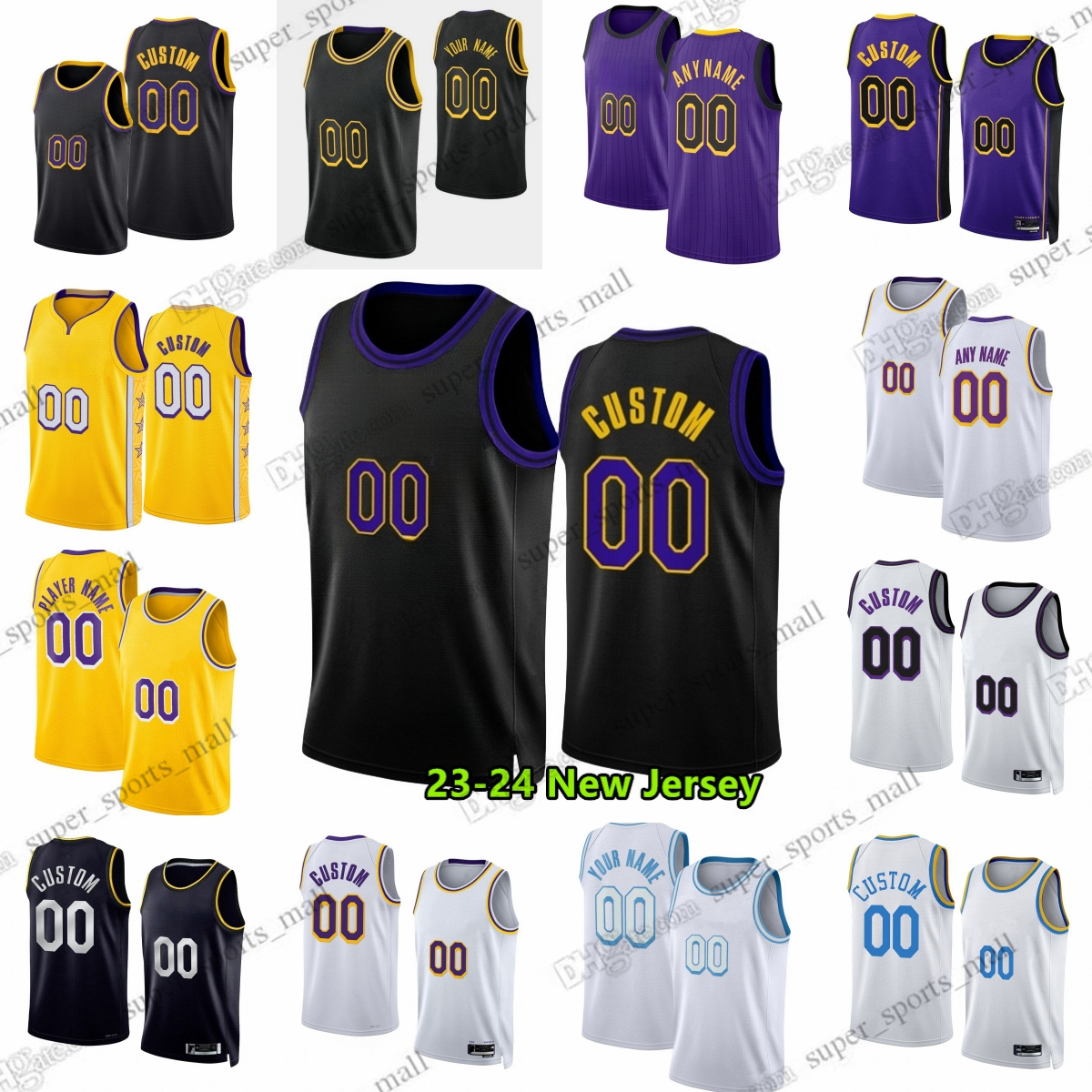 Custom Printed 2023-24 New Basketball Jerseys James Davis Russell Hachimura Reaves Vincent Prince Vanderbilt Hood-Schifino Reddish Hayes Christie Lewis Wood Baugh