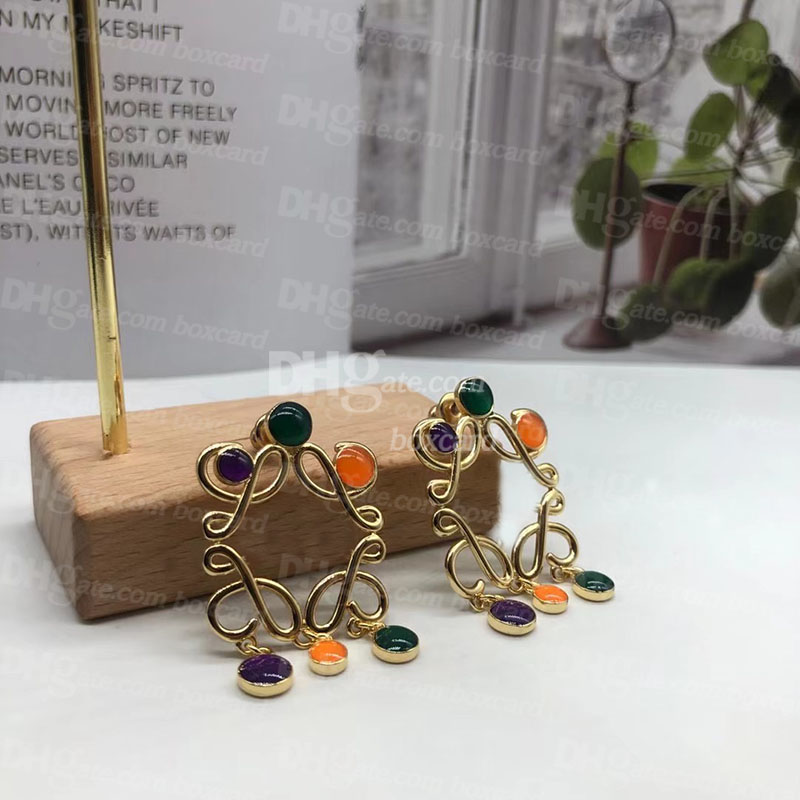 Tassel Rhinestone Charm Earrings With Box Package Jewelry Classic Women Chic Earrings Studs For Party Wedding Club