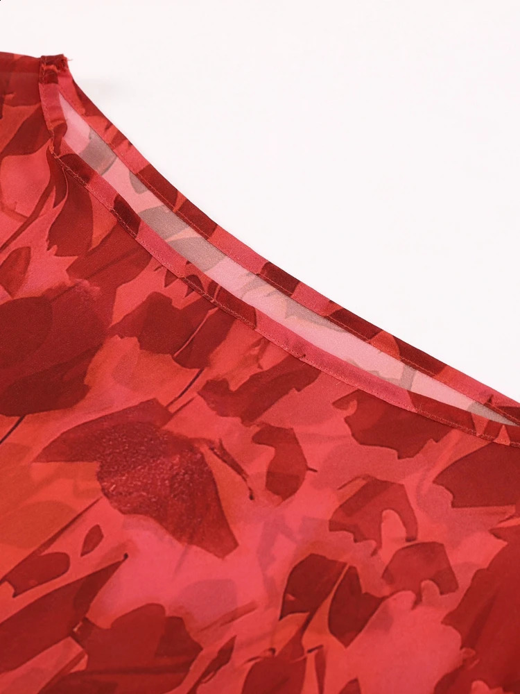 Urban Sexy Dresses Ladies Elegant Floral Print Flare Sleeve Chiffon Maxi Dress Summer Women O Neck Printing Slim Beach Holiday Party Dress Vestido 231