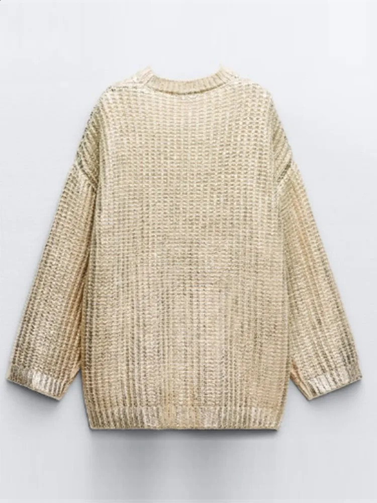 Women's Sweaters Metal Solid O Neck Sweater For Women Chic Thick Warm Long Sleeve Oversized Loose Pullover Autumn Winter Ladies Casual Knitwear 2