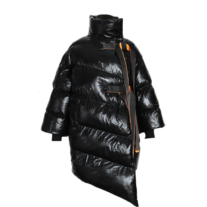 Women's Down Parkas European Personalized Loose Casual Spliced Cotton Coat Women's 2023 Autumn/Winter Standing Collar Long Sleeve Thickened 