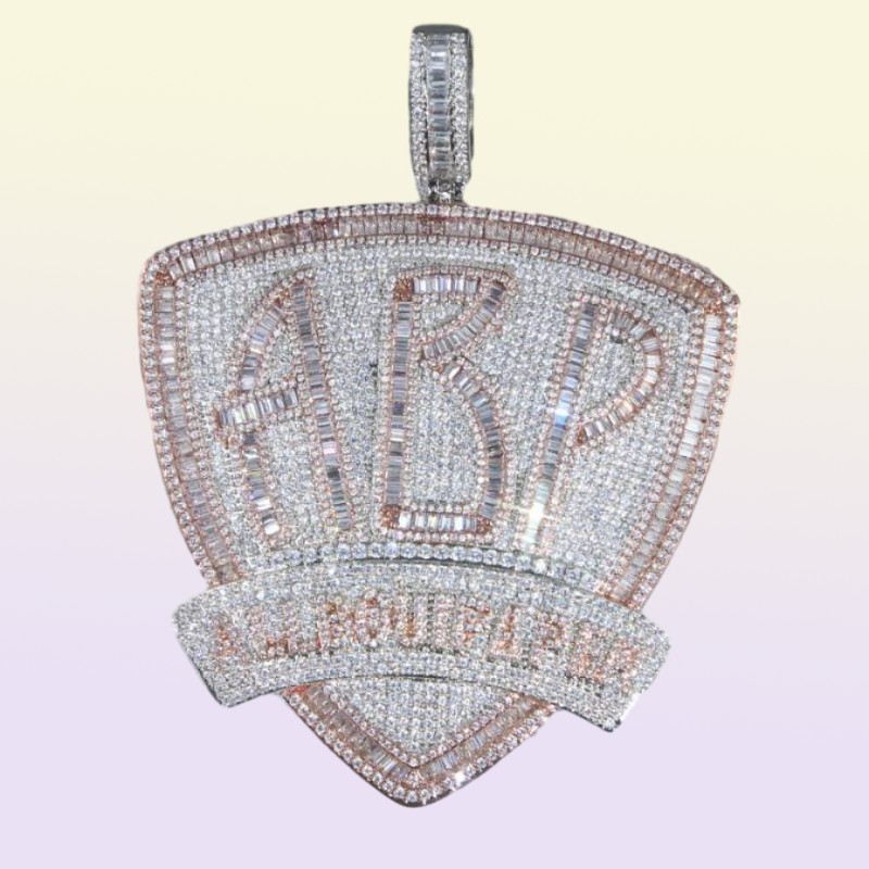 Chains Iced Out Full Bling Cubic Zirconia Baguette Initial Letters ABP Charm Pendant Necklace For Hip Hop Men Fashion Punk Je