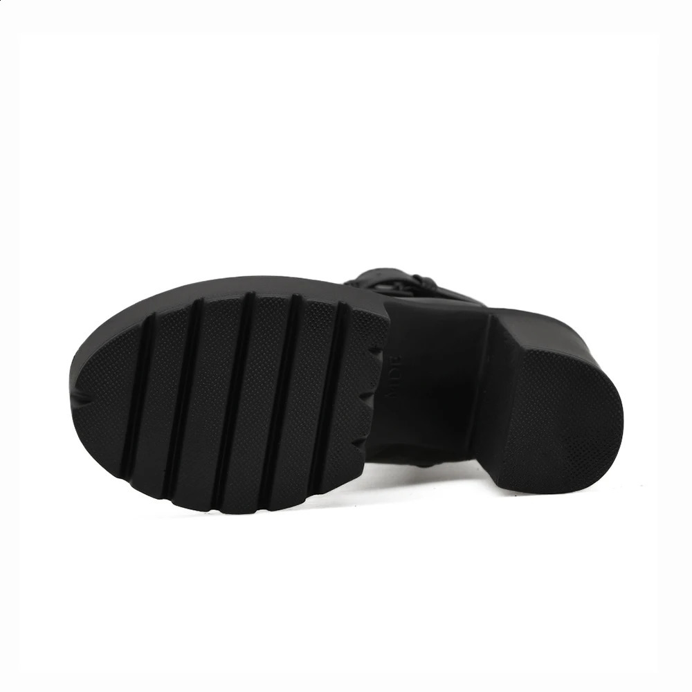 Boots Gdgydh Women's Platform y High Heel Ankle Black Buckle Strap Lace Up Side Zipper Motorcycle Punk Style Shoes 231214