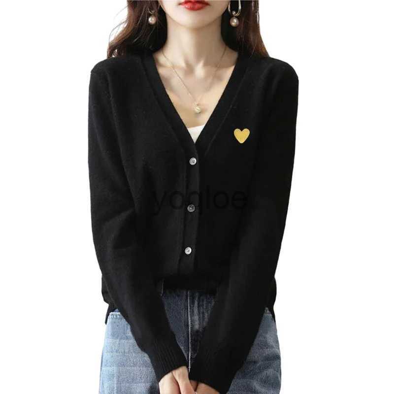Women's Sweaters Women Cardigan Eye Embroidered Cotton V-Neck Button Long Sle Spring Autumn Lady Casual Knit Sweater J231215