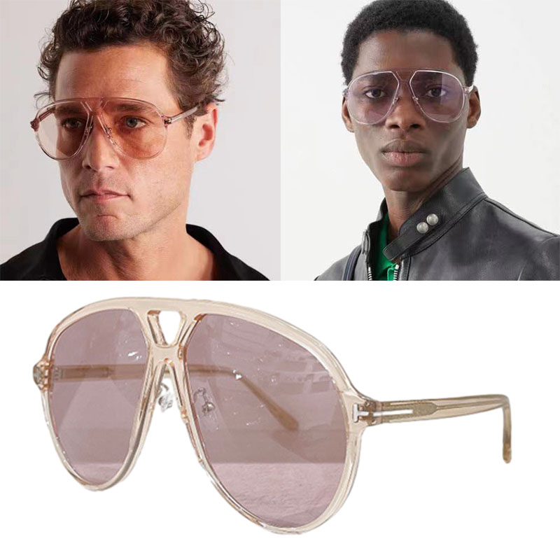 XAVIER SUNGLASSES Shiny metal style with shiny metal T logo on the temple TF1061 oversize mask Glasrai Sola Fit the face shape and enhance it Gradient lenses UV400