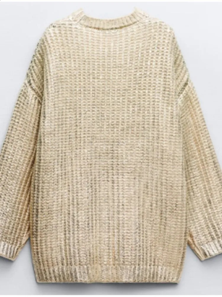 Women's Sweaters Metal Solid O Neck Sweater For Women Chic Thick Warm Long Sleeve Oversized Loose Pullover Autumn Winter Ladies Casual Knitwear 2