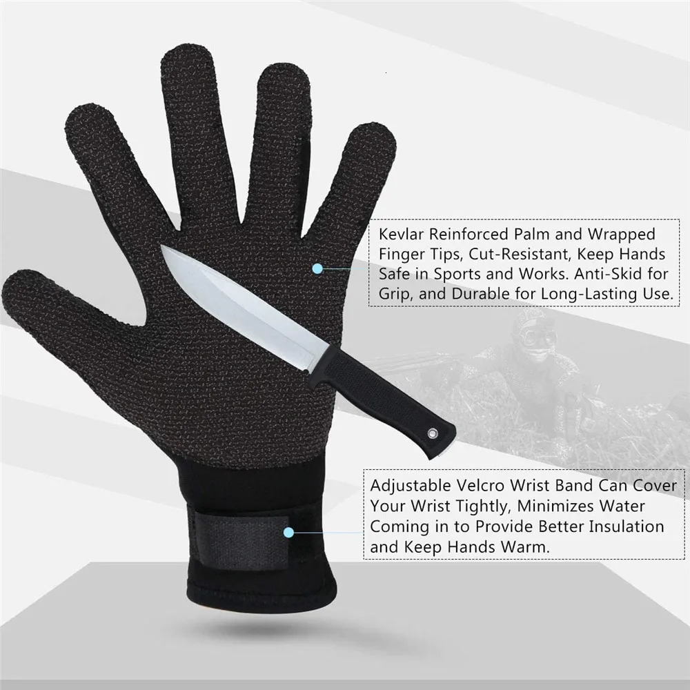 Sports Gloves 3mm Neoprene Diving Cut Resistant Keep Warm for Snorkeling Paddling Surfing Kayaking Canoeing Spearfishing Water 231215