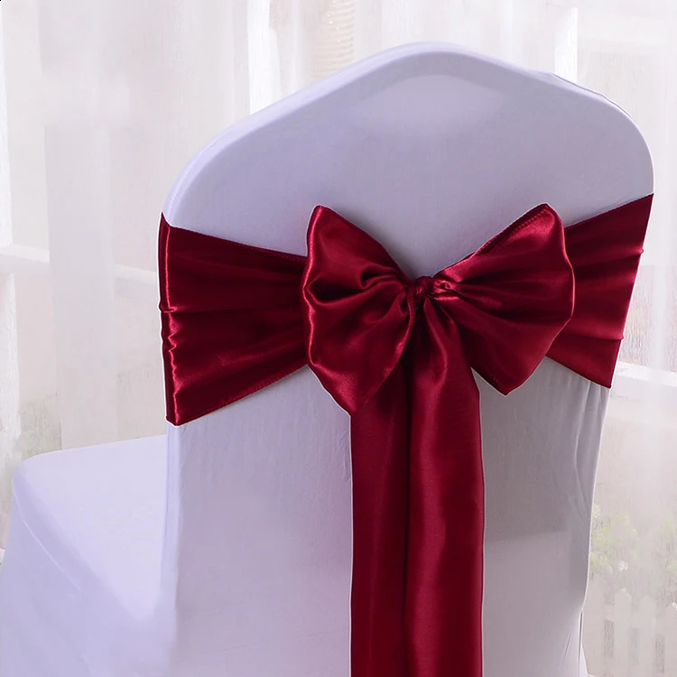 Sashes 25pcs Rose Gold Satin Chair Bow Sashes Wedding Chair Ribbon Butterfly Ties For Party Event el Banquet Decoration 231214