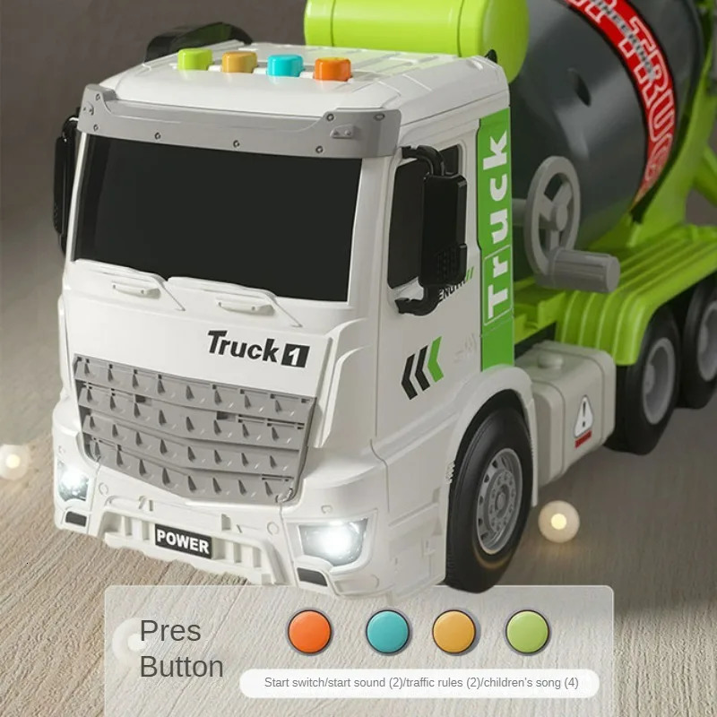 Electric RC Car Simulation Inertial Engineering Truck Cement Mixing Discharge Acousto optic Concrete Set Toy Toys for Kids 2 To 4 Years Old 231215