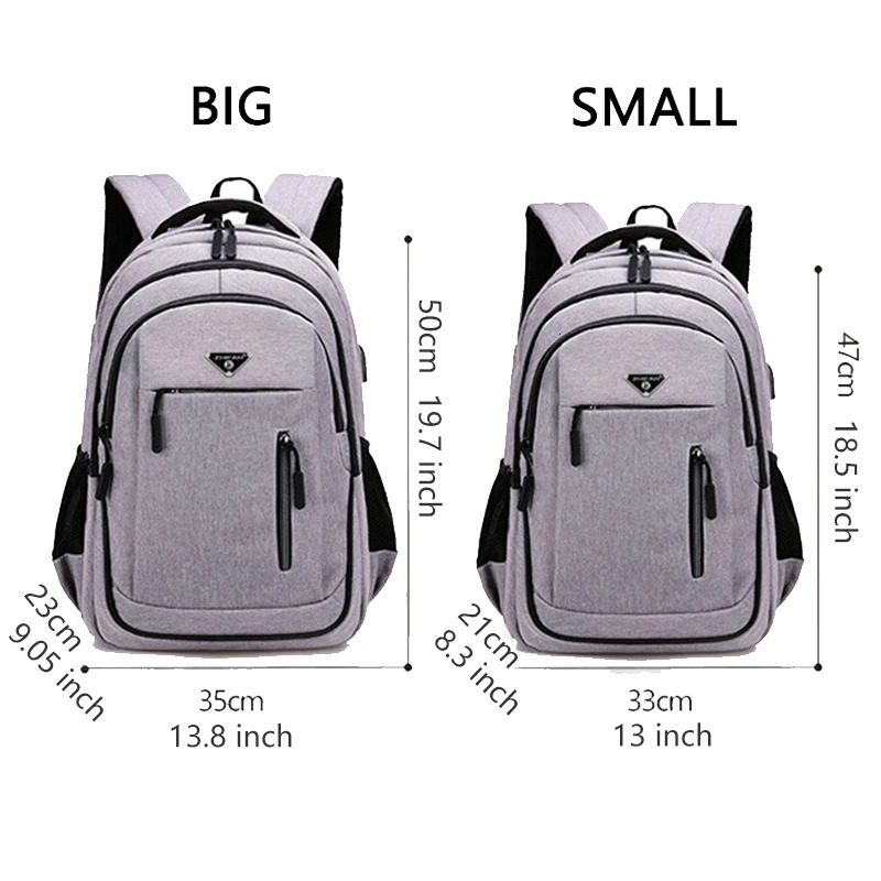 School Bags Big Capacity Men Backpack Laptop 156 Oxford Gray Solid High Teen College Student Back Pack Multifunctional Bagpack 231215