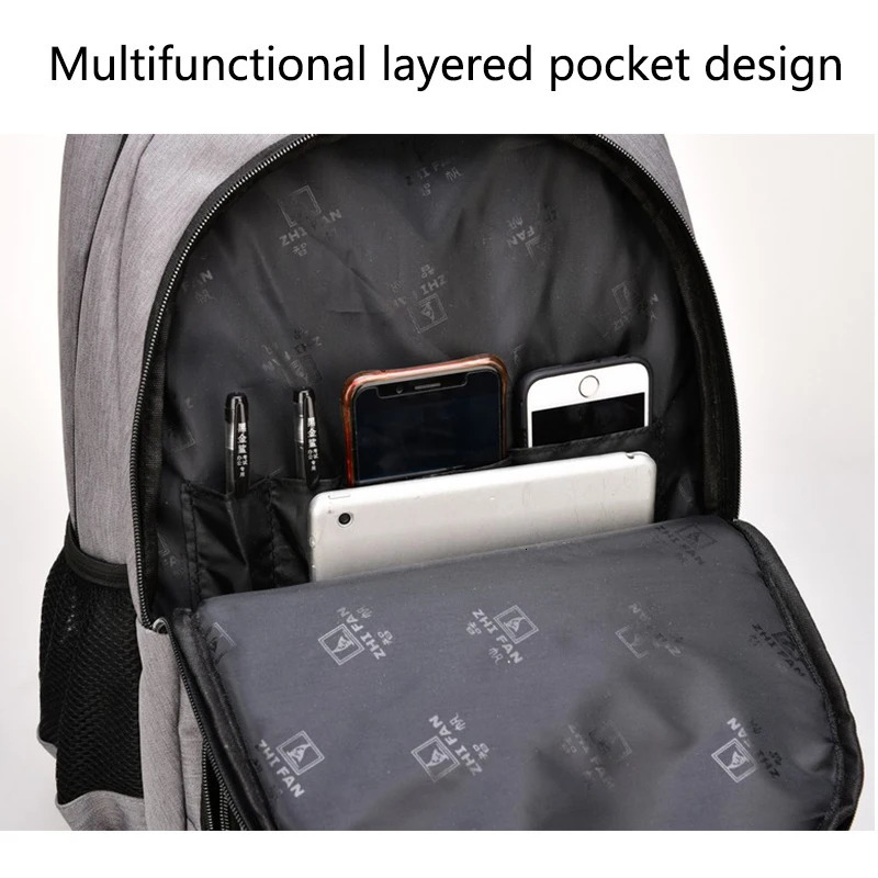 School Bags Big Capacity Men Backpack Laptop 156 Oxford Gray Solid High Teen College Student Back Pack Multifunctional Bagpack 231215