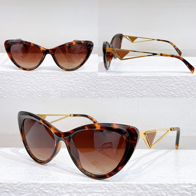 Cats Eye Metal Fashion Sonnenbrille Acetat Ovaler Rahmen Metallbein hohl mit Dreieck und Buchstaben Logo PR71ZS Verlaufsglas UV400 Gafas de sol H