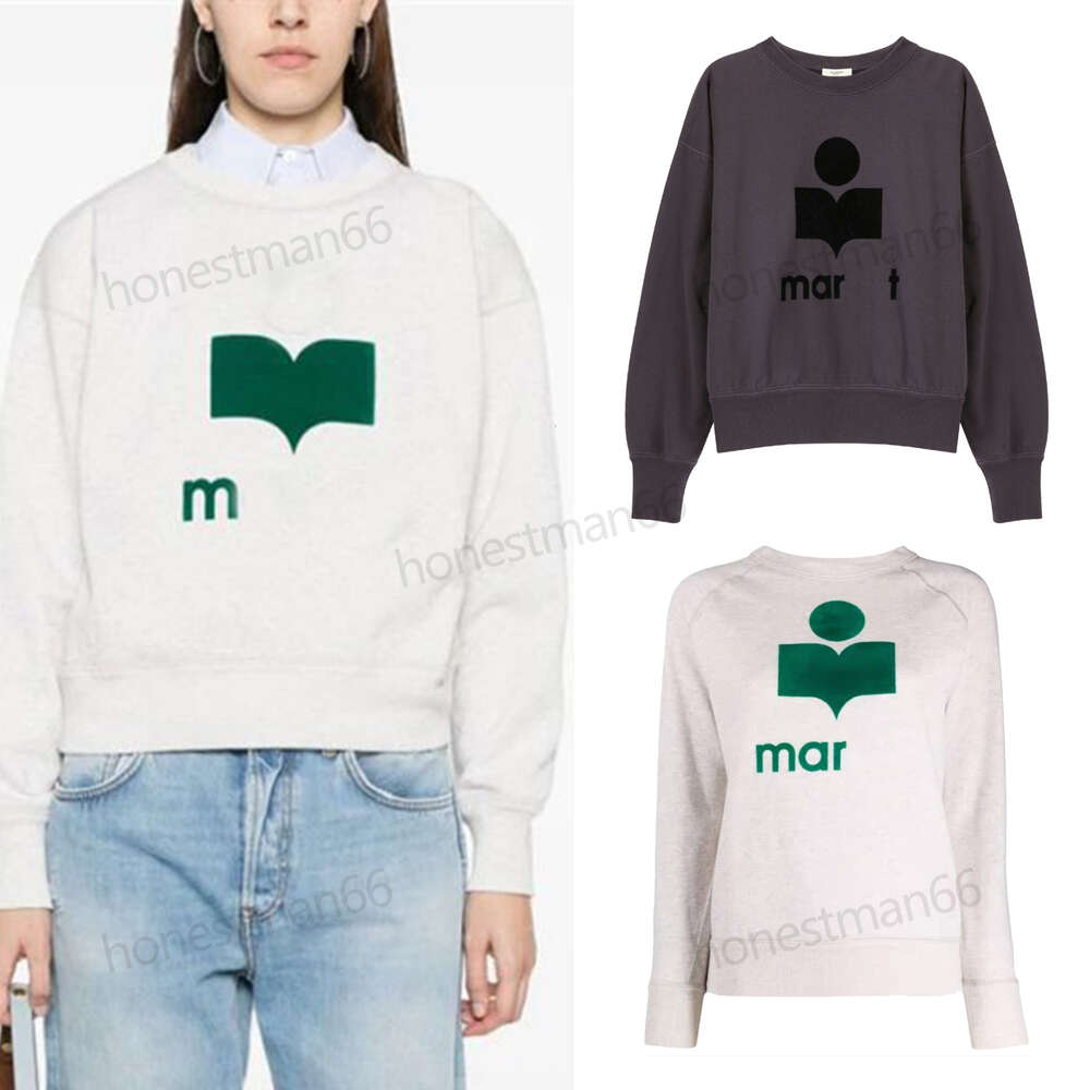 Isabel Marants 24SS Letter Print Triangle Neck White Sweatshirt Fashion Sportshirt New Hoodies Women Designer Long Sleeved Classic Sweater Pullov