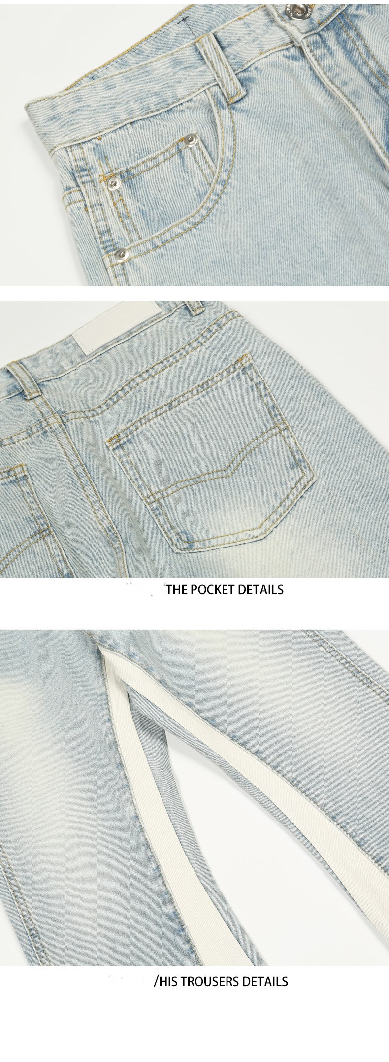 Men's Jeans 2023 Fashion Patchwork Retro Washed Baggy Men Flare Trousers Hip Hop Straight Women Vintage Denim Pants Pantalon Homme