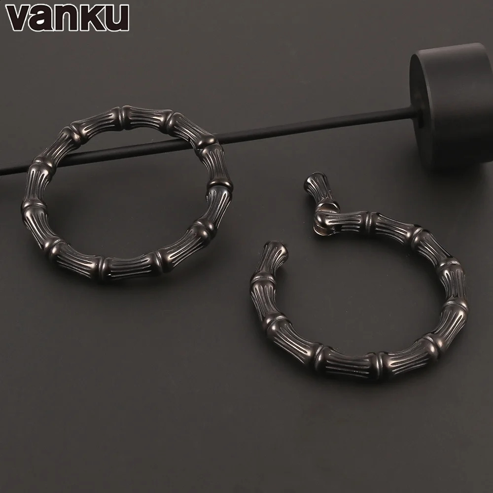 Hoop Huggie Vanku 2PCS Bamboo Ear Hanger Weight Stainless Steel Ear Gauges Plugs Earrings Punk For Women Body Jewelry Piercing Accessories 231214
