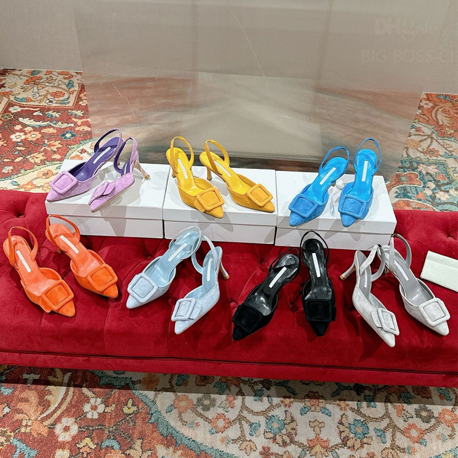 Buckle suede trim linen kitten Heel Slingbacks Dress shoes Stiletto heels sandals women's Luxury Designers Genuine Leather outsole Evening shoes factory footwear