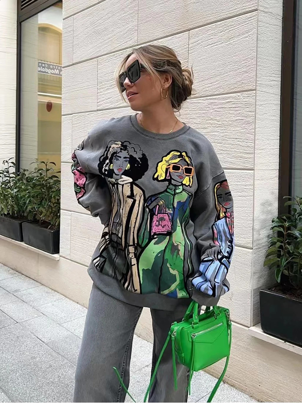 Women's Hoodies Sweatshirts Women Autumn Winter Fashion Beauty Girls Print Casual Sweatshirts Female O Neck Hoodies Chic Pullovers Tops 231214