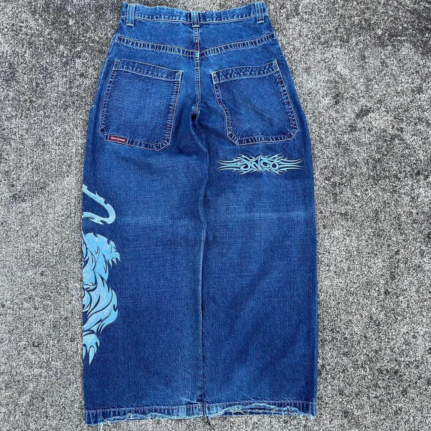 Men's Jeans JNCO Y2K Harajuku Hip Hop Tiger Graphic Gothic Retro Blue Baggy Denim Pants Men Women High Waist Wide Trouser 231214