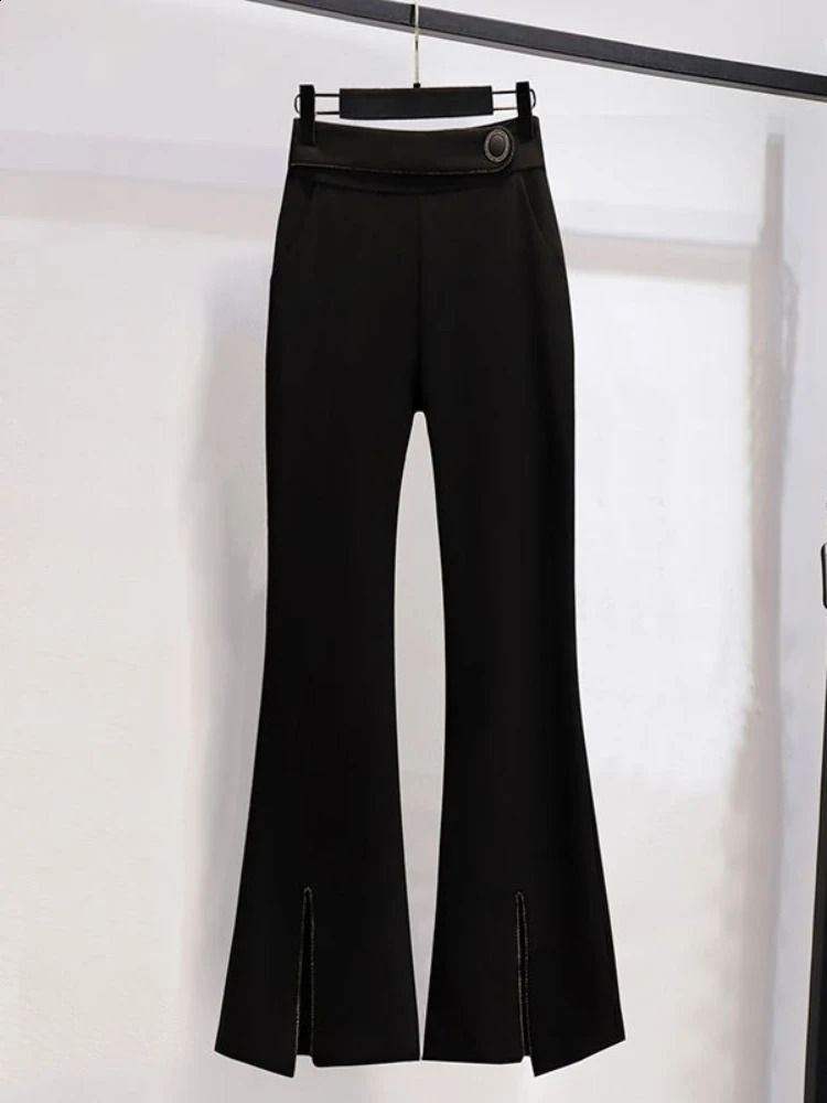 Women's Suits Blazer Office Sets Spring Long Sleeve Fold Pocket Women Solid Color Bell Bottoms Fashion Elegance Lady 231214