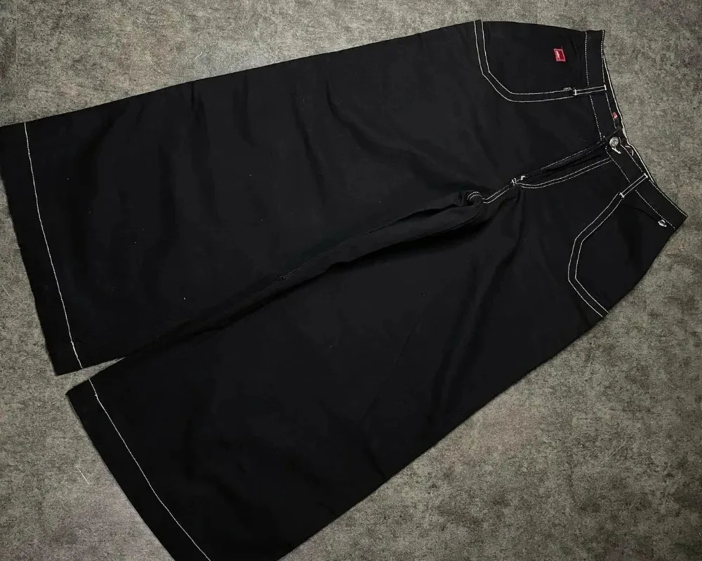 Men's Jeans Y2K Fashion Baggy Mens Hip Hop Pocket Retro Skull Graphic Embroidery Oversized Black Pants High Waist Wide Trousers 231214