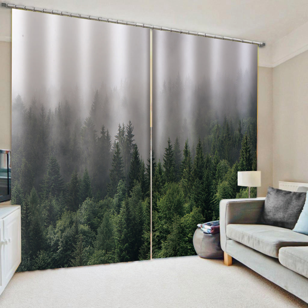 Photo forest curtains Window Curtain for Bedroom Living Room Hook Decor 3D Style Shower Curtain