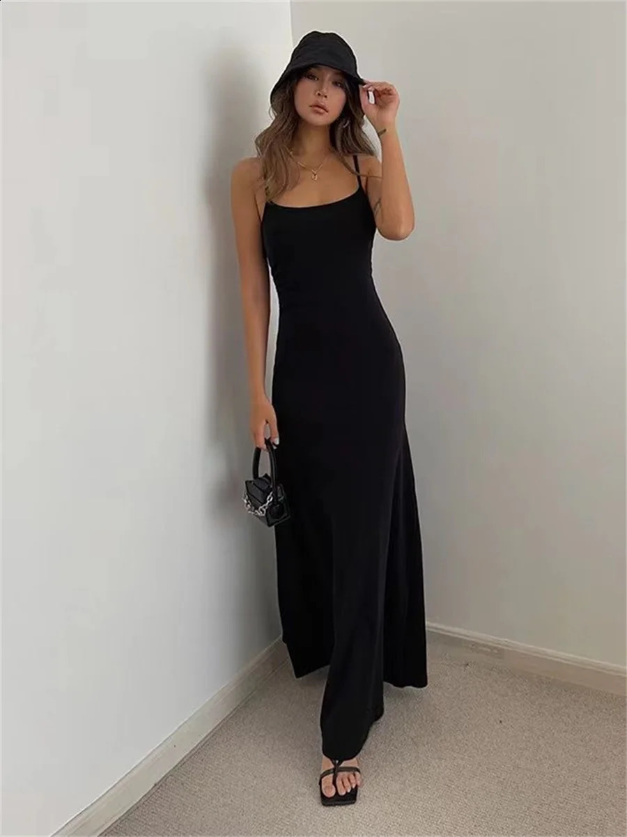 Urban Sexy Dresses Woman Spring Summer Style Bodycon Dress Female Sexy Sleeveless Spaghetti Strap Split Sheath Dress Vestidos SS161 231214