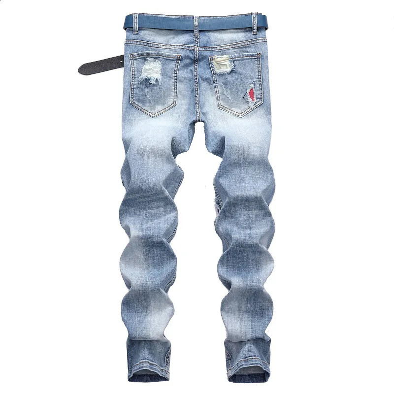 Men's Jeans Denim Distressed Medium Beard Effect Casual Fashion Pants Plus Size Men Retro Hip Hop Party Street Large 40 42 231214