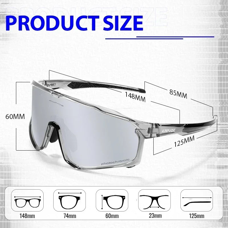 Ski Goggles 1 Glasses With 2 Modes P ochromic Polarized Cycling Lens Bike MTB Bicycle Sunglasses Sport Fishing Running 231215