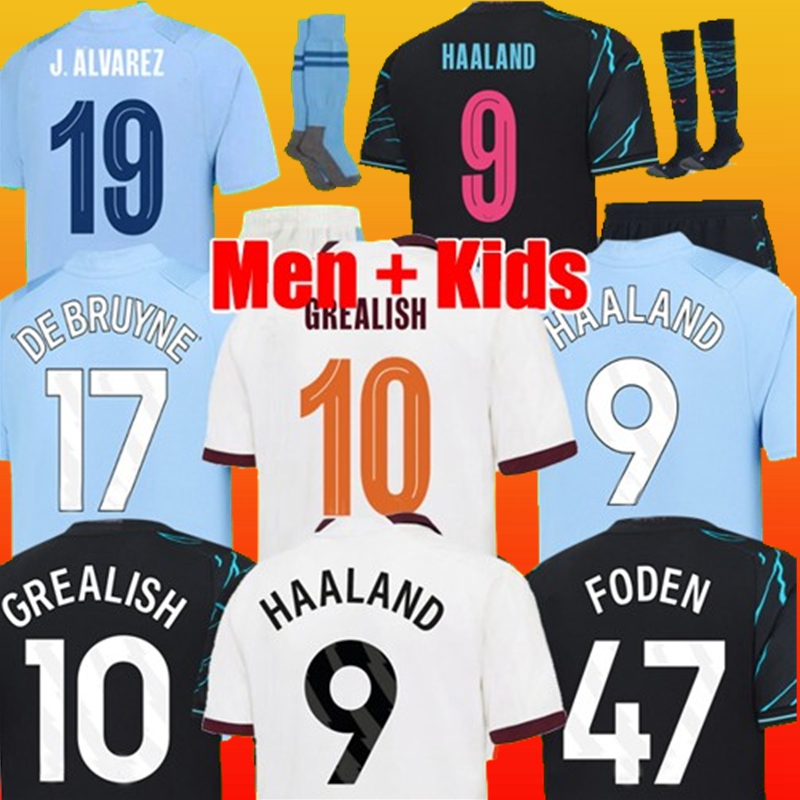 23 24 HAALAND Man CityS football jersey 2023 2024 Player Fans GREALISH FODEN STERLING Football Shirt DE BRUYNE GESUS BERNARDO MAHREZ Maillot Foot Men Kids Kits
