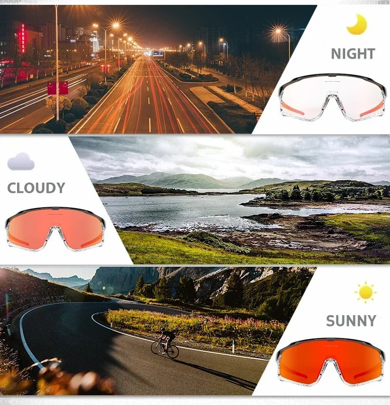 Ski Goggles 1 Glasses With 2 Modes P ochromic Polarized Cycling Lens Bike MTB Bicycle Sunglasses Sport Fishing Running 231215
