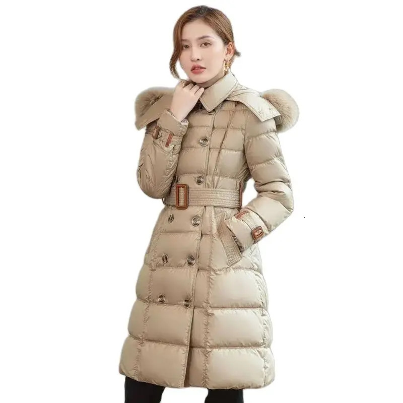 Women's Down Parkas Down Cotton Coat Women's Mid length Thickened Fashion Slim Fit Down Cotton Coat 231215