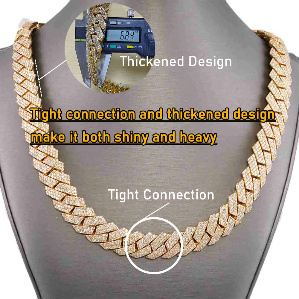 Cubanas Custom 12mm-20mm Gold moissanite Dia Iced Out Cuban Link Chain Hip Hop Necklace For Men jewelry sterling sier