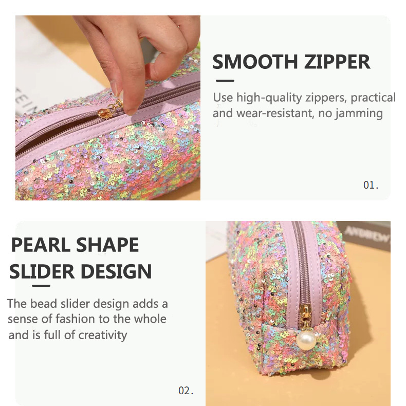 Paillette Cosmetic Bags for Brushes Lipsticks Foundation Colorful Fashion Sparkling Makeup Bag Portable Traveling Storage Bags High Capacity