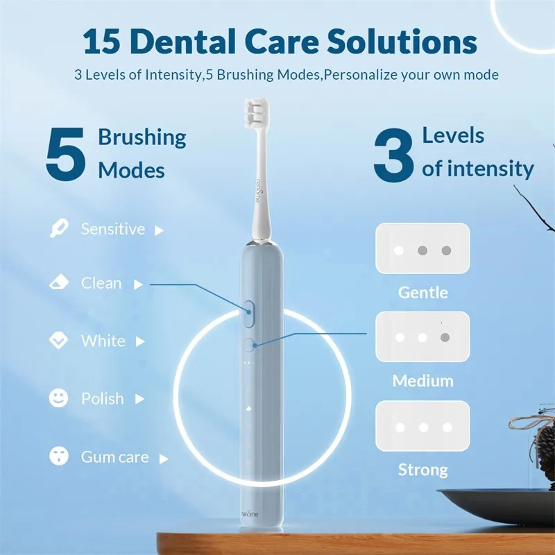 Toothbrush Nandme NX7000 Smart Sonic Electric Toothbrush Ultrasound IPX7 Rechargeable Tooth Brush 5 Mode Smart Time Whitener Teethbrush 231215