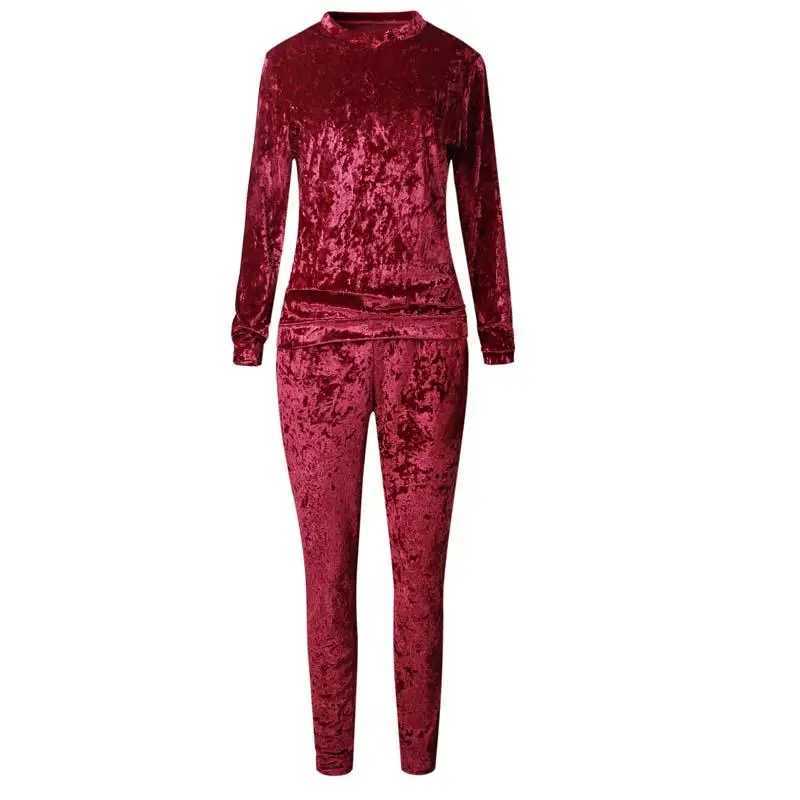 Women's Two Piece Pants Autumn Velour Tracksuit Women Set Two Piece Winter Sweat Suits Women Sweatsuit Velvet Tracksuit Outfits Ladies 2021 J2401
