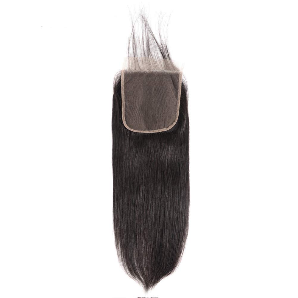 Brazilian Straight 6x6 Lace Closure100% Human Hair Deep Part Transparent Lace Closure Remy Hair with Baby Hair Natural Color