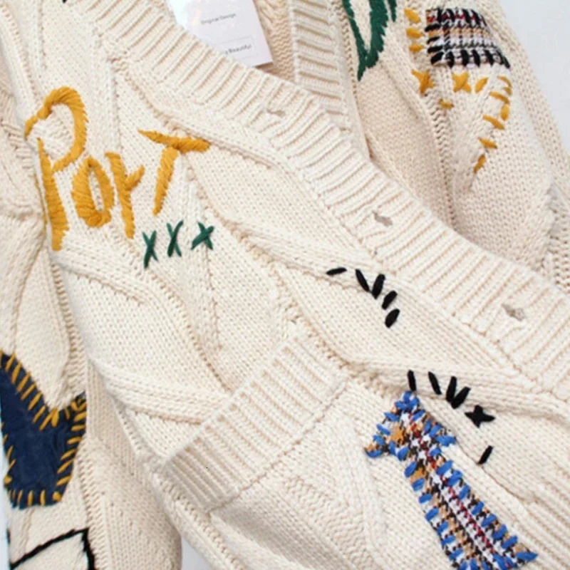 Womens Sweaters Fashion Cardigan Knitted Jacket Autumn Sweater Coat Women Jumper Casual Loose Coats Letter Embroidery Vneck Clothes 231216