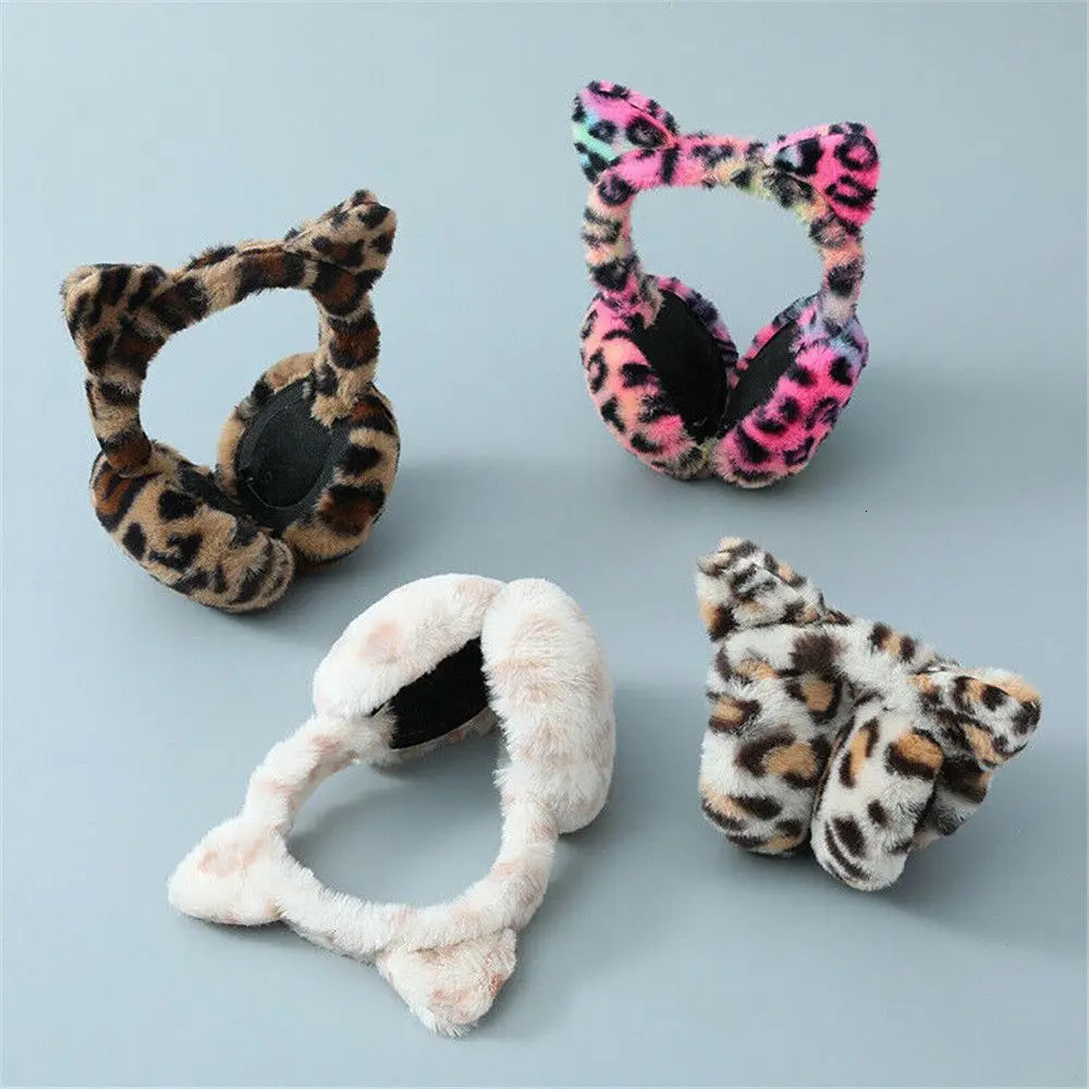 Ear Muffs Winter Women Kids Soft Leopard Earmuffs Ladies Girls Earflap Warmer Plush 231215