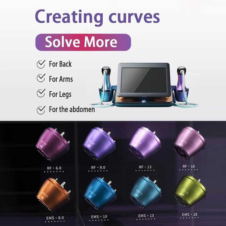 EMS Focused RF Facial Radio Frequency 8 Cartridges Body Contouring Fat Reduction Beauty Instrument