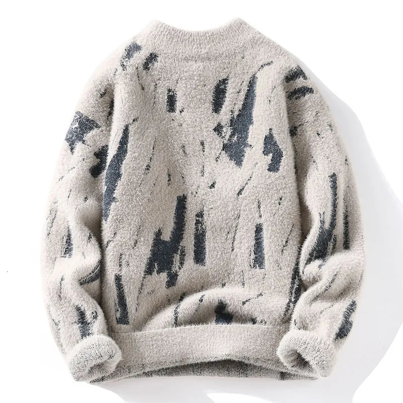 Mens Sweaters Winter Harajuku Mink Cashmere Sweater Men Half Turtleneck Hip Hop Top Quality Pull Homme Thick Warm Pullovers 231216