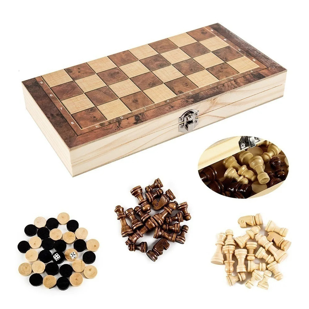 Chess Games Chess set board 24-39cm adult children gift family game chess solid wood chess pieces traditional classic handmade 231215