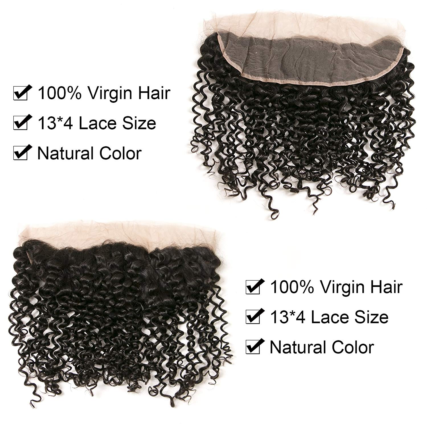 Jerry Curly Human Hair 13X4 Transparent Lace Frontals Closures Pre Plucked Natural Haire