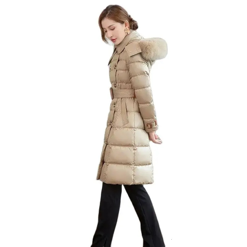 Women's Down Parkas Down Cotton Coat Women's Mid length Thickened Fashion Slim Fit Down Cotton Coat 231215