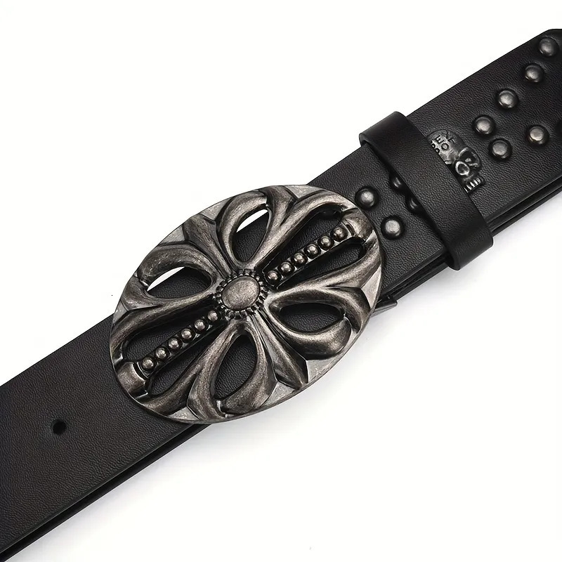 Belts Mens Belt Bohemian Style Vintage Inlaid Skeleton Head Womens Riveted Hip Hop Punk Rock Y2K Sexpot 231216