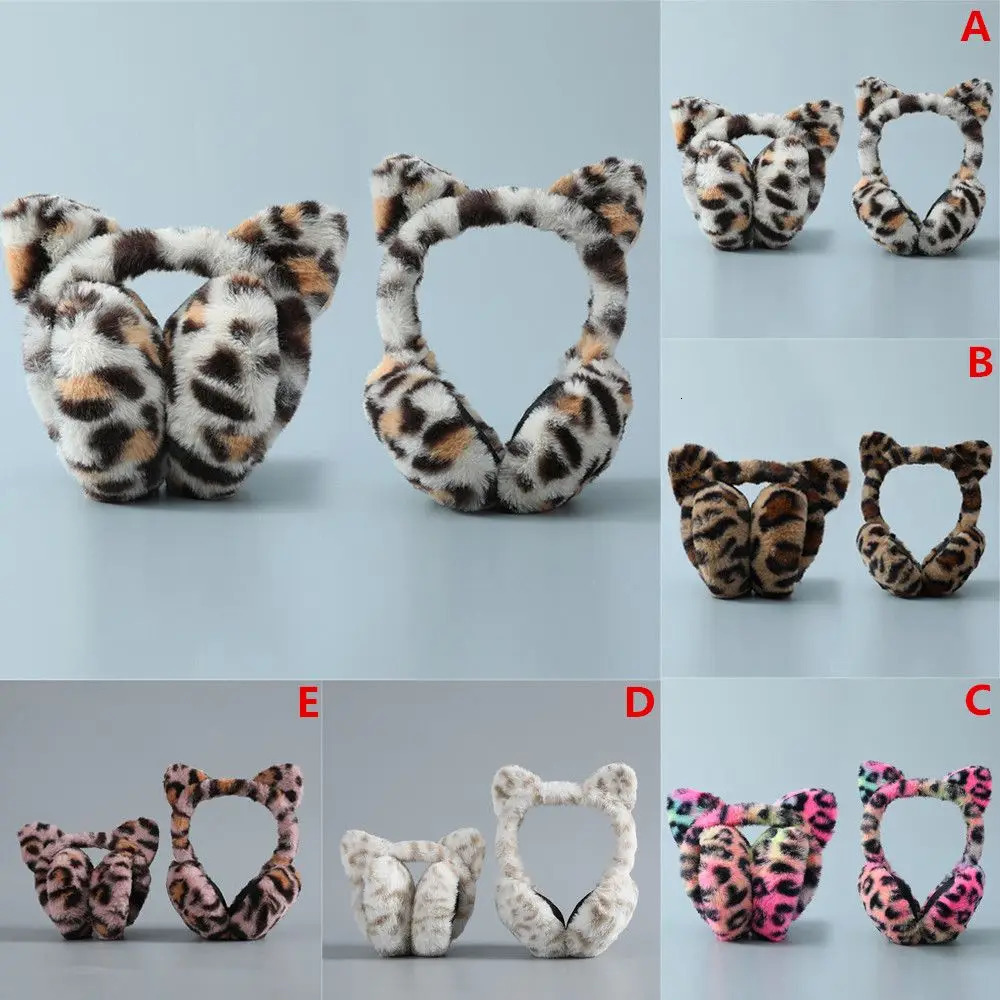 Ear Muffs Winter Women Kids Soft Leopard Earmuffs Ladies Girls Earflap Warmer Plush 231215