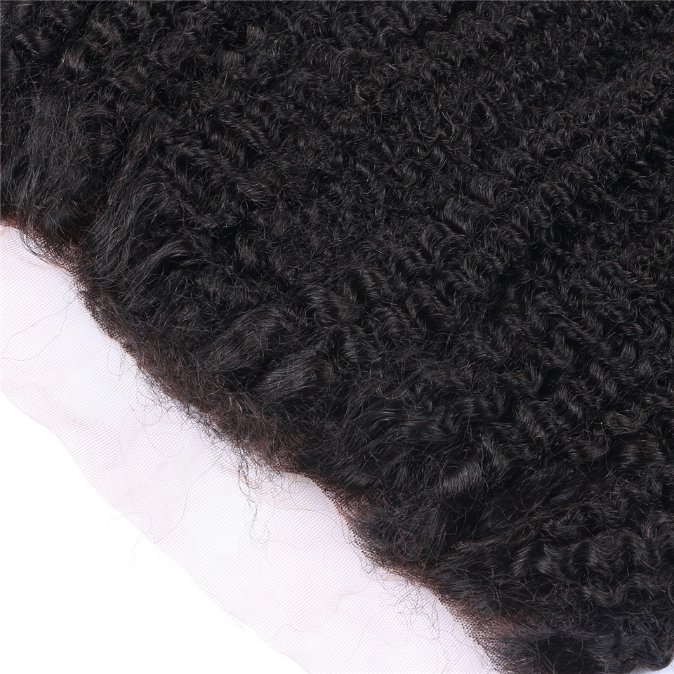 Afro Kinky Curly Human Hair 13x4 Transparent Lace Frontals Closures Pre Plucked Natural Hairline