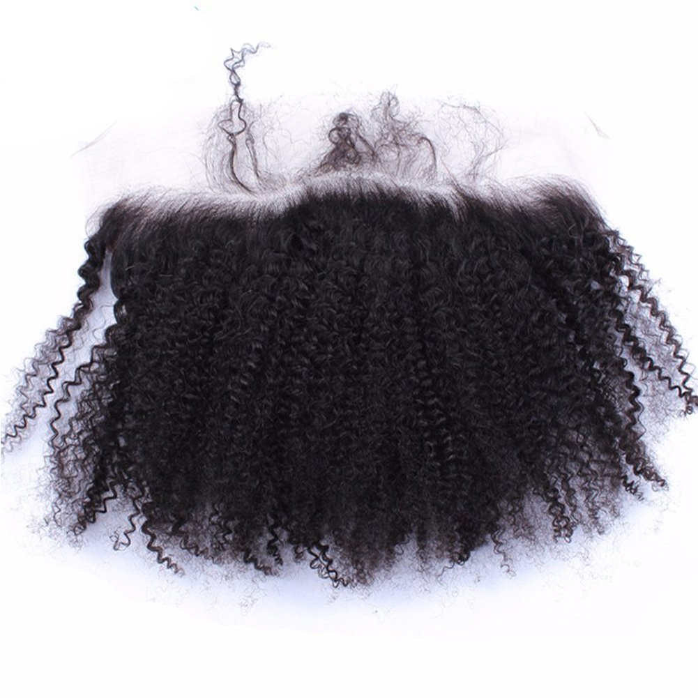 Afro Kinky Curly Human Hair 13x4 Transparent Lace Frontals Closures Pre Plucked Natural Hairline