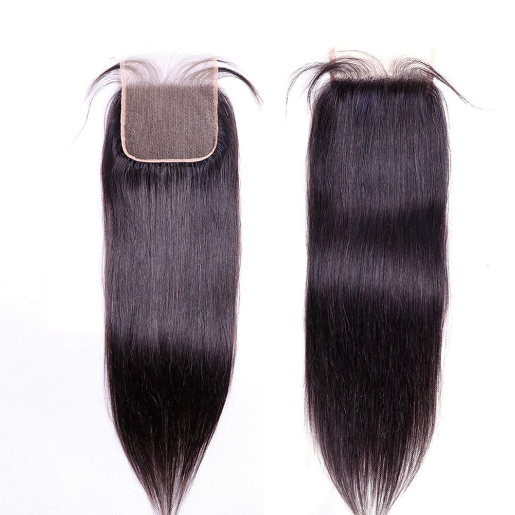 Brazilian Straight 6x6 Lace Closure100% Human Hair Deep Part Transparent Lace Closure Remy Hair with Baby Hair Natural Color