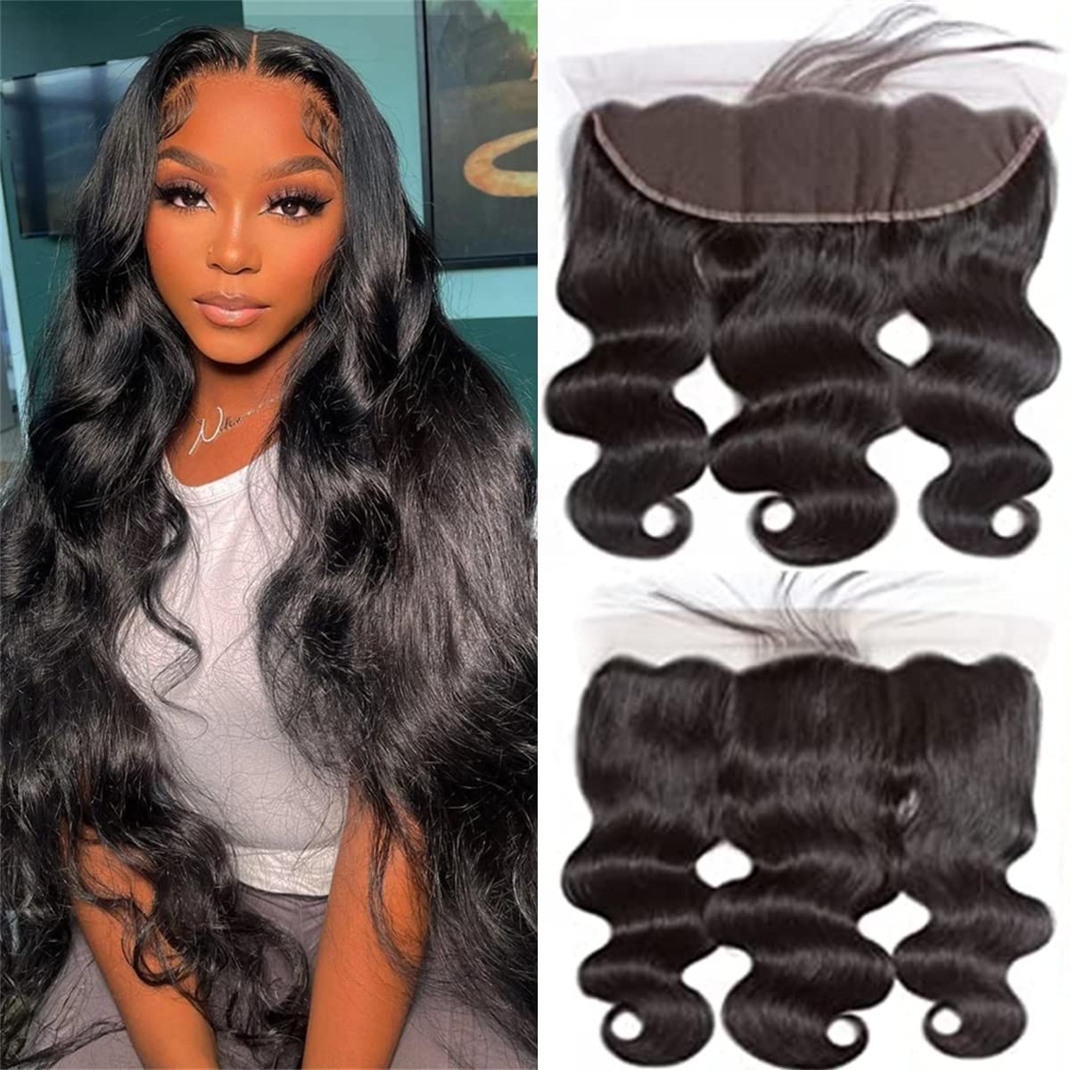 Body Wave Human Hair 13X4 Transparent Lace Frontals Closures Pre Plucked Natural Hairline